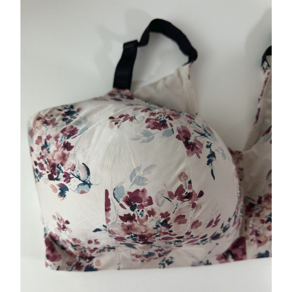 Torrid 360 Back Smoothing Wire Free Lightly Lined Everyday Bra Floral Pink 46G - Picture 6 of 7